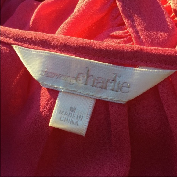 3/$15 Charming Charley Pink Peasant Blouse - Picture 5 of 5